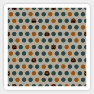 Polka Dots and Scattered Pumpkins - Halloween Pattern - Dark Colors Sticker
